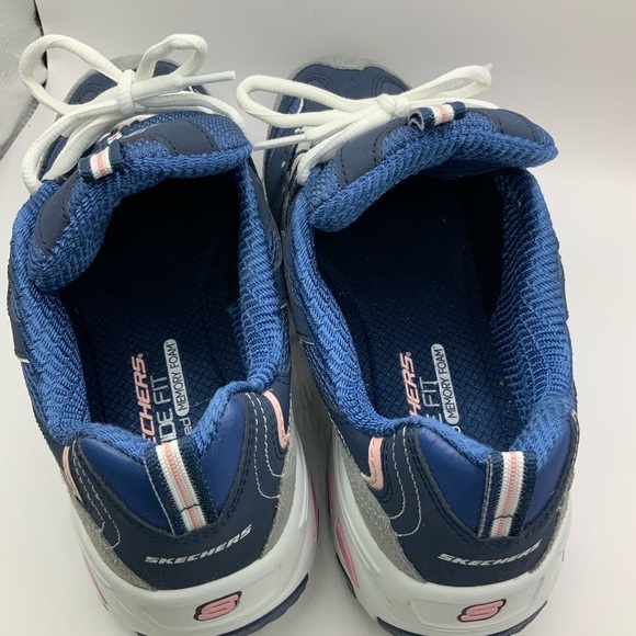Skeckers Sports Woman's D'Lites Blue Pink Memory Foam Lace Up Wide Fit - 8 - Picture 8 of 9